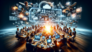 13 consejos eficaces para aumentar las ventas a través de las redes sociales 1 Un grupo de personas sentadas alrededor de una mesa utilizando ordenadores portátiles para elevar eficazmente las ventas a través de las redes sociales y las palabras clave SEO.