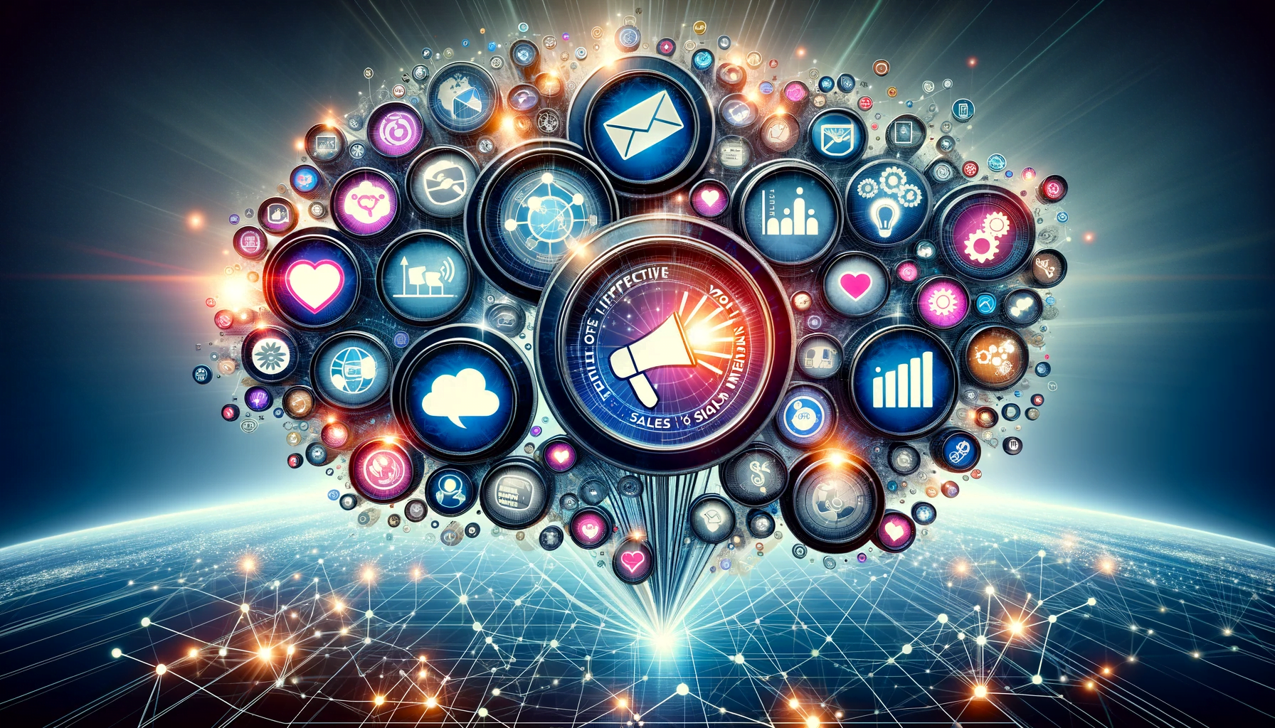 Elevate sales with social media icons in the shape of a globe.