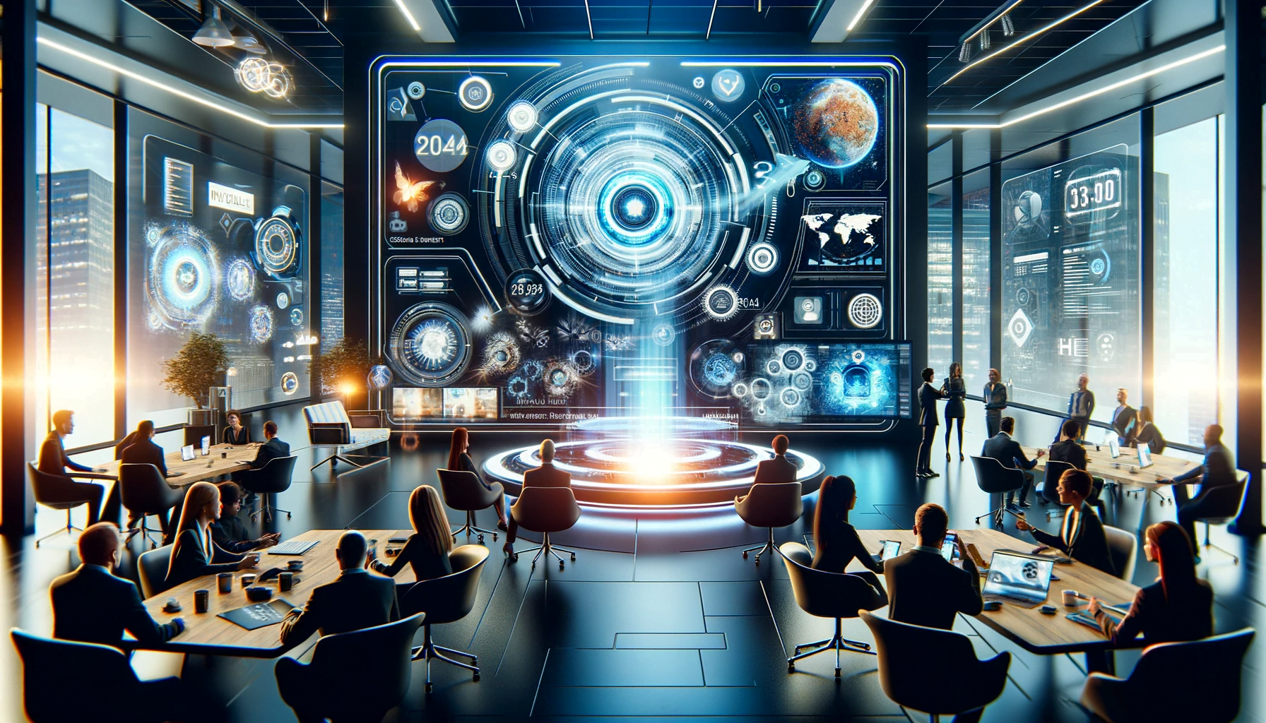 A group of people at a conference room table, exploring fresh trends for 2024.